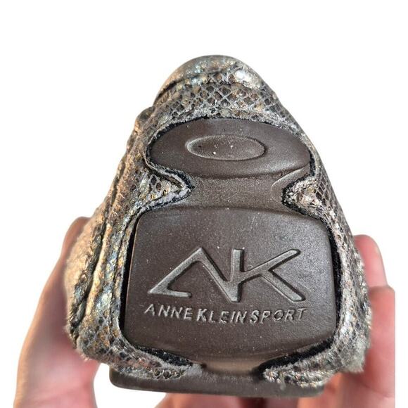 Anne Klein Sport " Bauble" Bronze Metallic Snake Flats Beaded Pom Pom Sz 9 - Picture 4 of 6